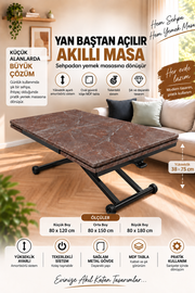Side-Opening Smart Table | Efes Pine MDF & Black Legs