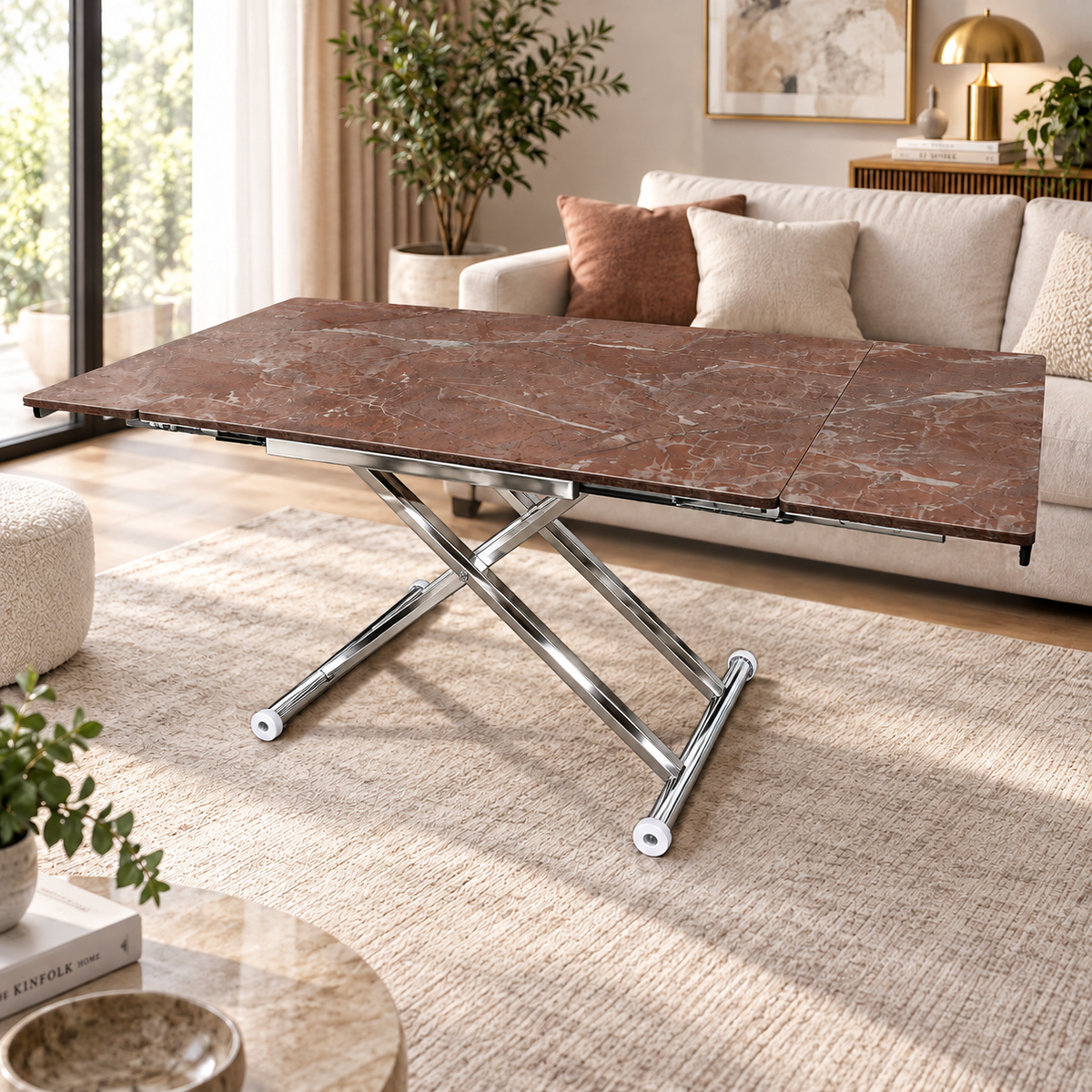 Smart Extendable Table | Routed Anthracite MDF & Chrome Leg