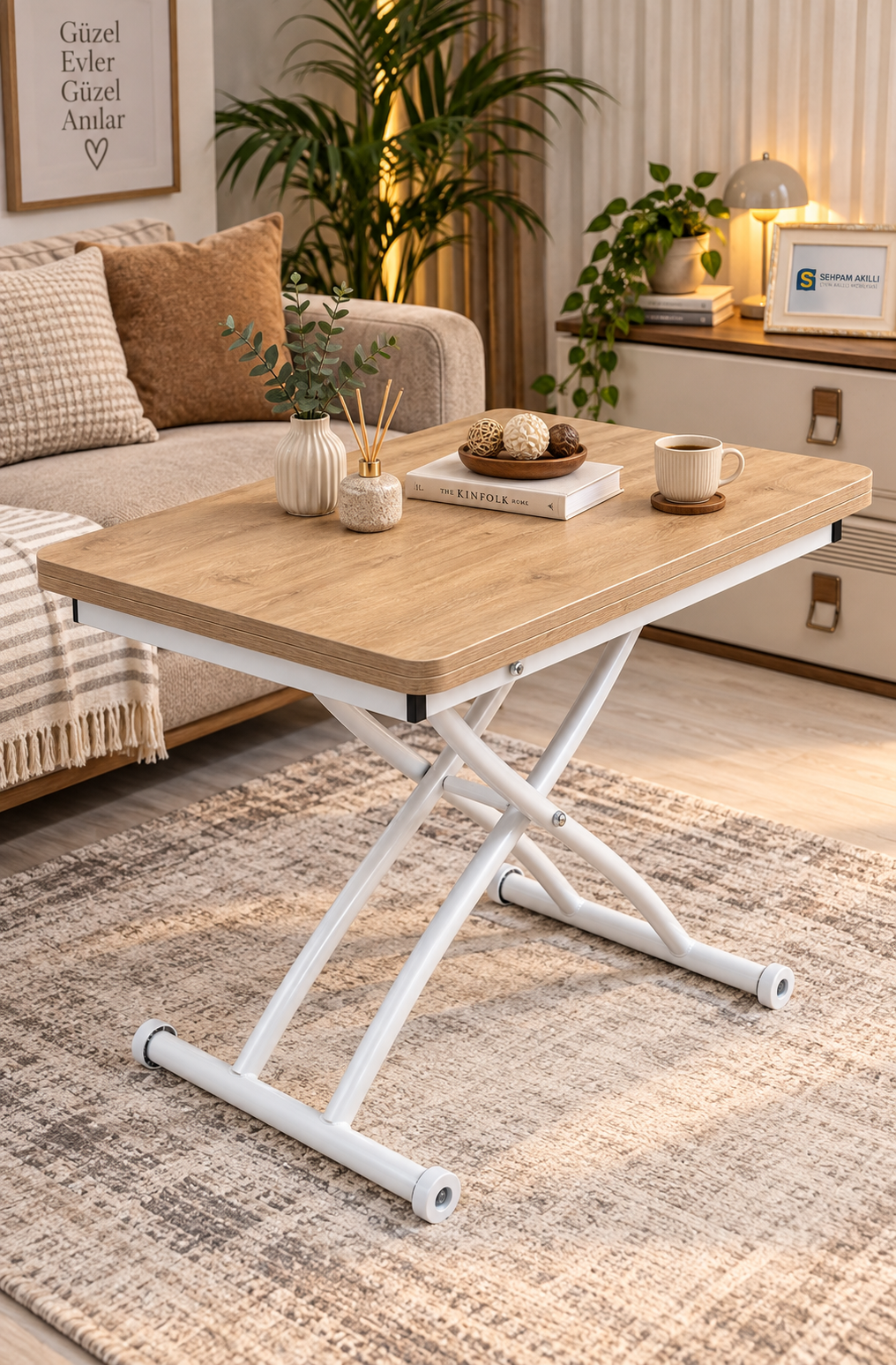 Mini Juppo Smart Coffee Table – White MDF Top & White Outwardly Curved Metal Leg