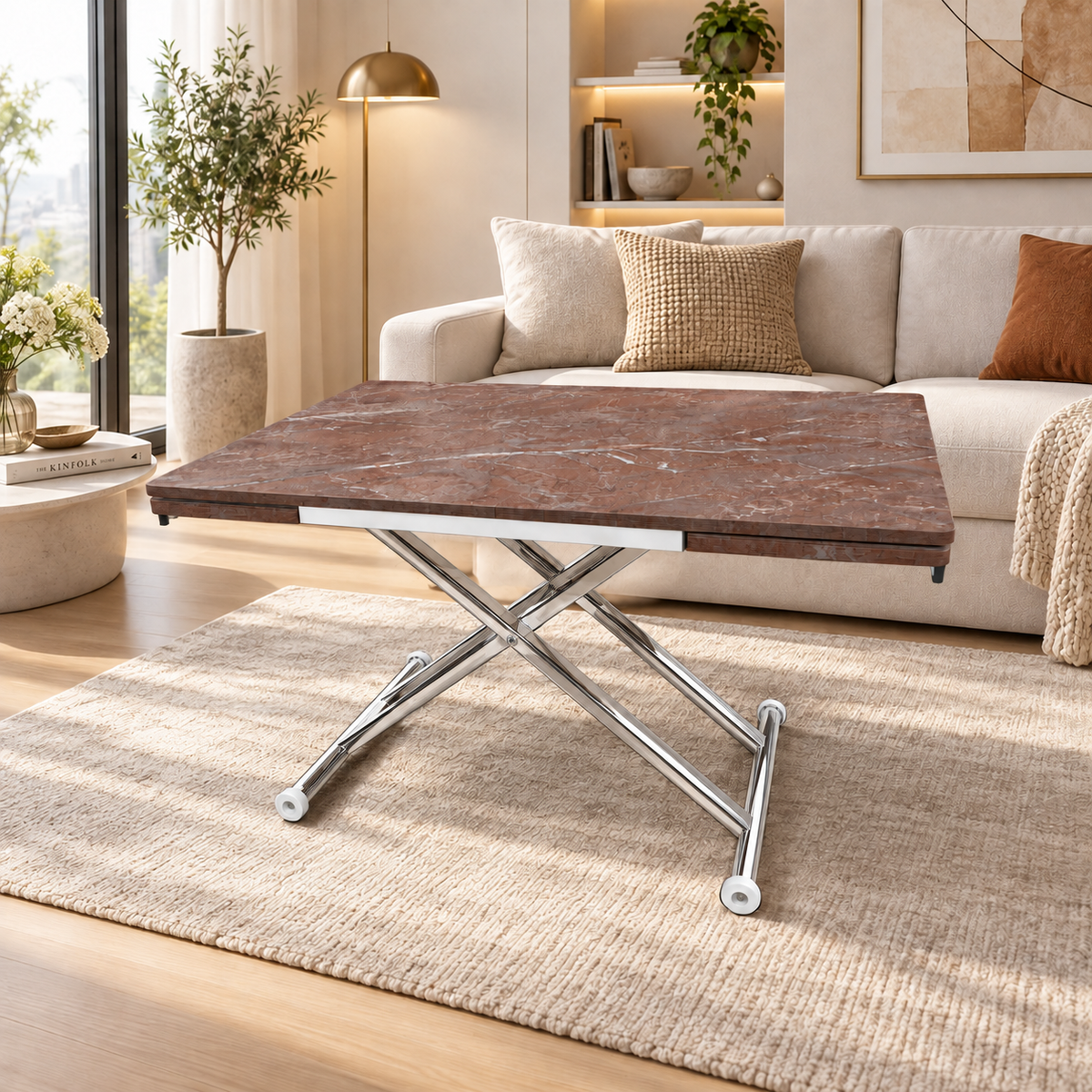 Smart Extendable Table | Routed Anthracite MDF & Chrome Leg