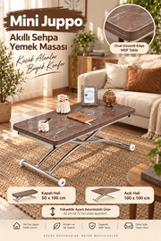 Mini Juppo Smart Coffee Table – Antique Light MDF Top & Chrome-Plated Outwardly Curved Leg
