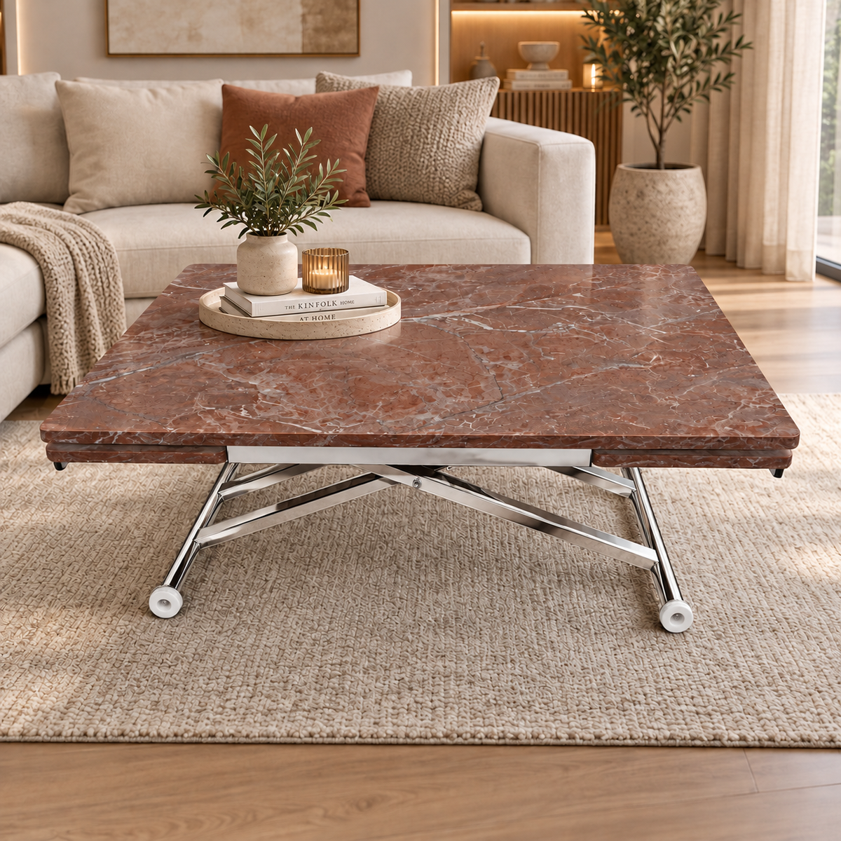 Smart Extendable Table | Routed Anthracite MDF & Chrome Leg