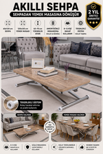 Home Akıllı Sehpa – Antiklayt MDF Üst & Krom Kaplama Metal Ayak