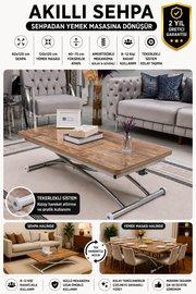Juppo Smart Coffee Table – Antique Light MDF Top & Chrome Outward Curved Metal Legs