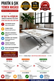 Smart Side-Opening Desk | White Marble MDF & Chrome Legs