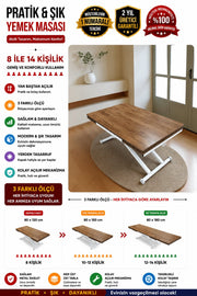 Side Extending Smart Table | Walnut MDF Top & White Legs