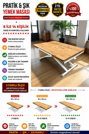 Side-Opening Smart Table | Efes Pine MDF & White Legs