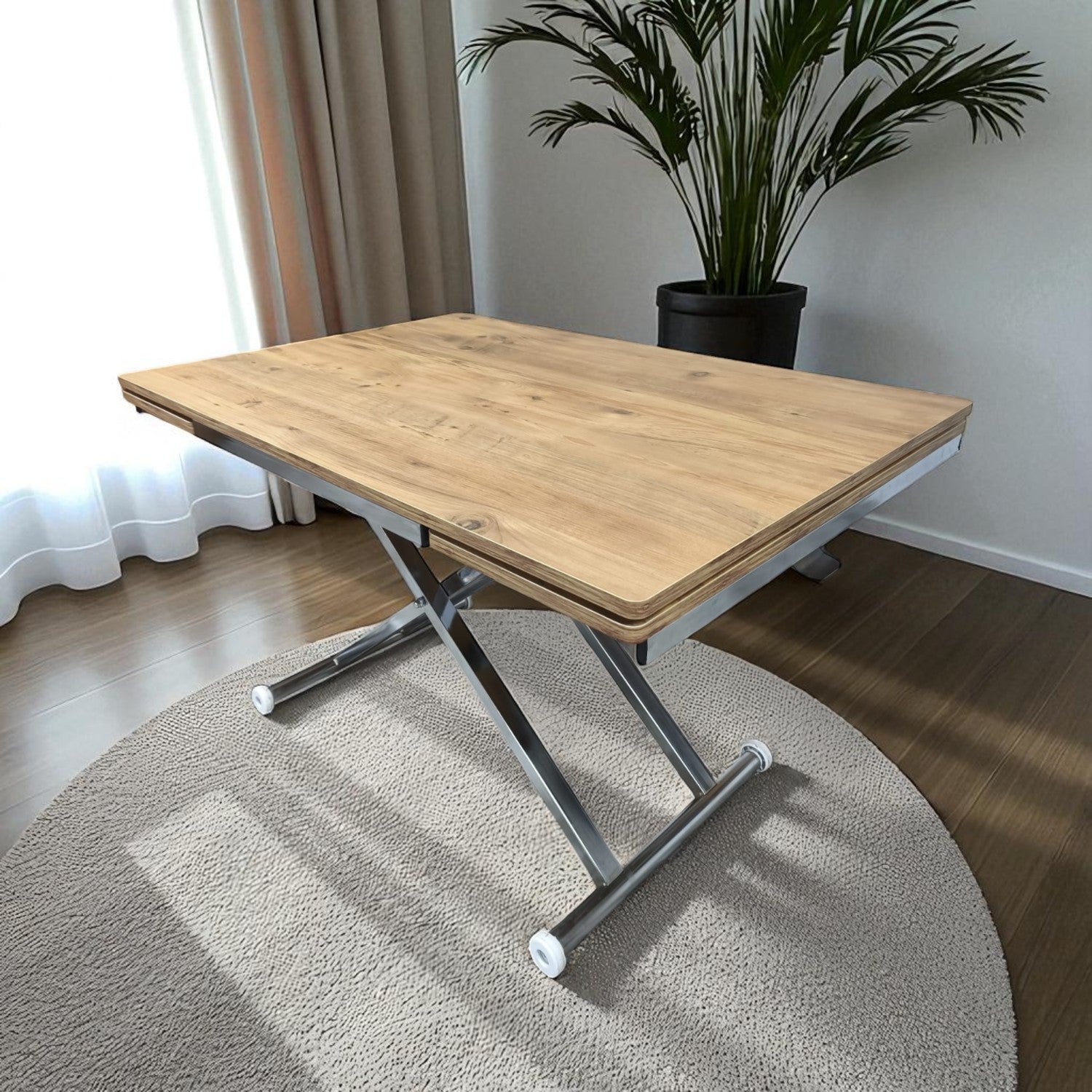 Smart Extending Table | Efes Pine MDF & Chrome Legs