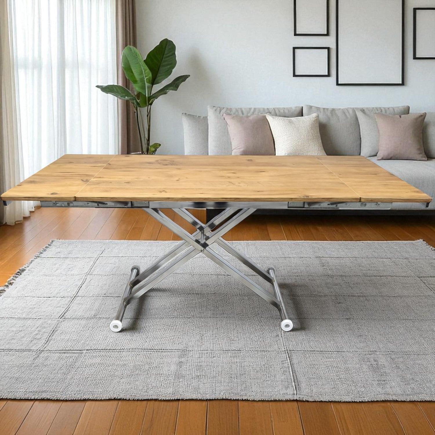 Smart Extending Table | Efes Pine MDF & Chrome Legs