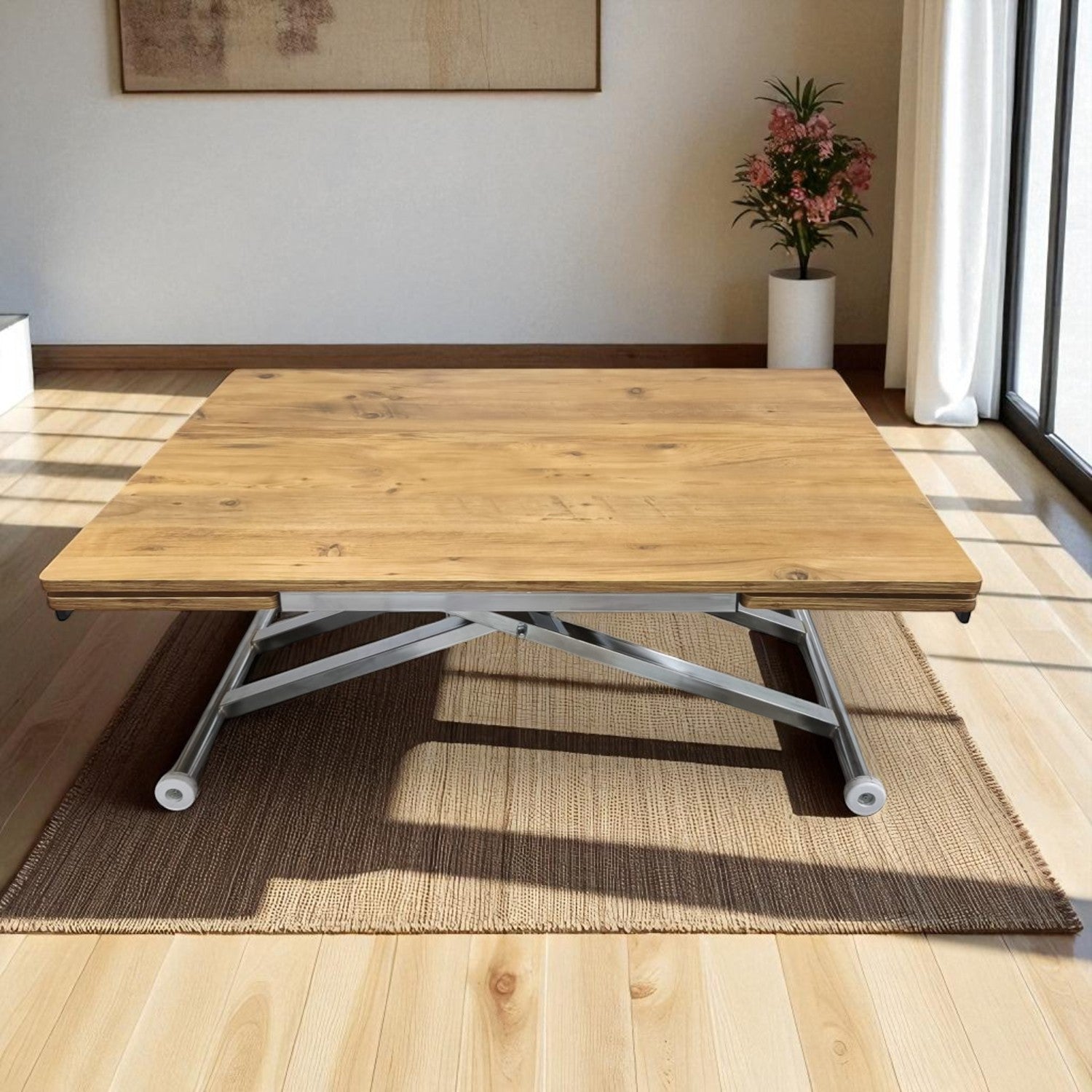 Smart Extending Table | Efes Pine MDF & Chrome Legs