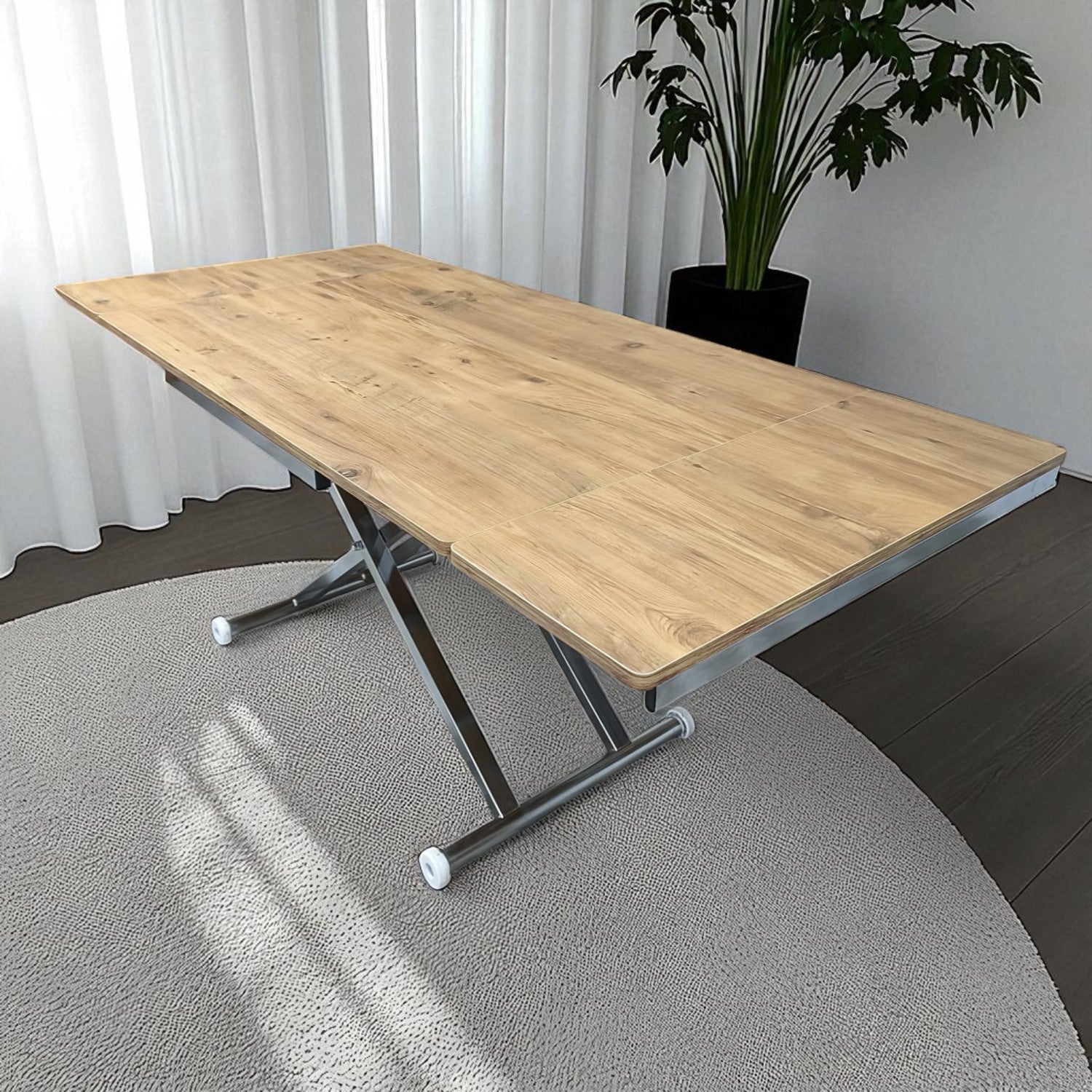 Smart Extending Table | Efes Pine MDF & Chrome Legs