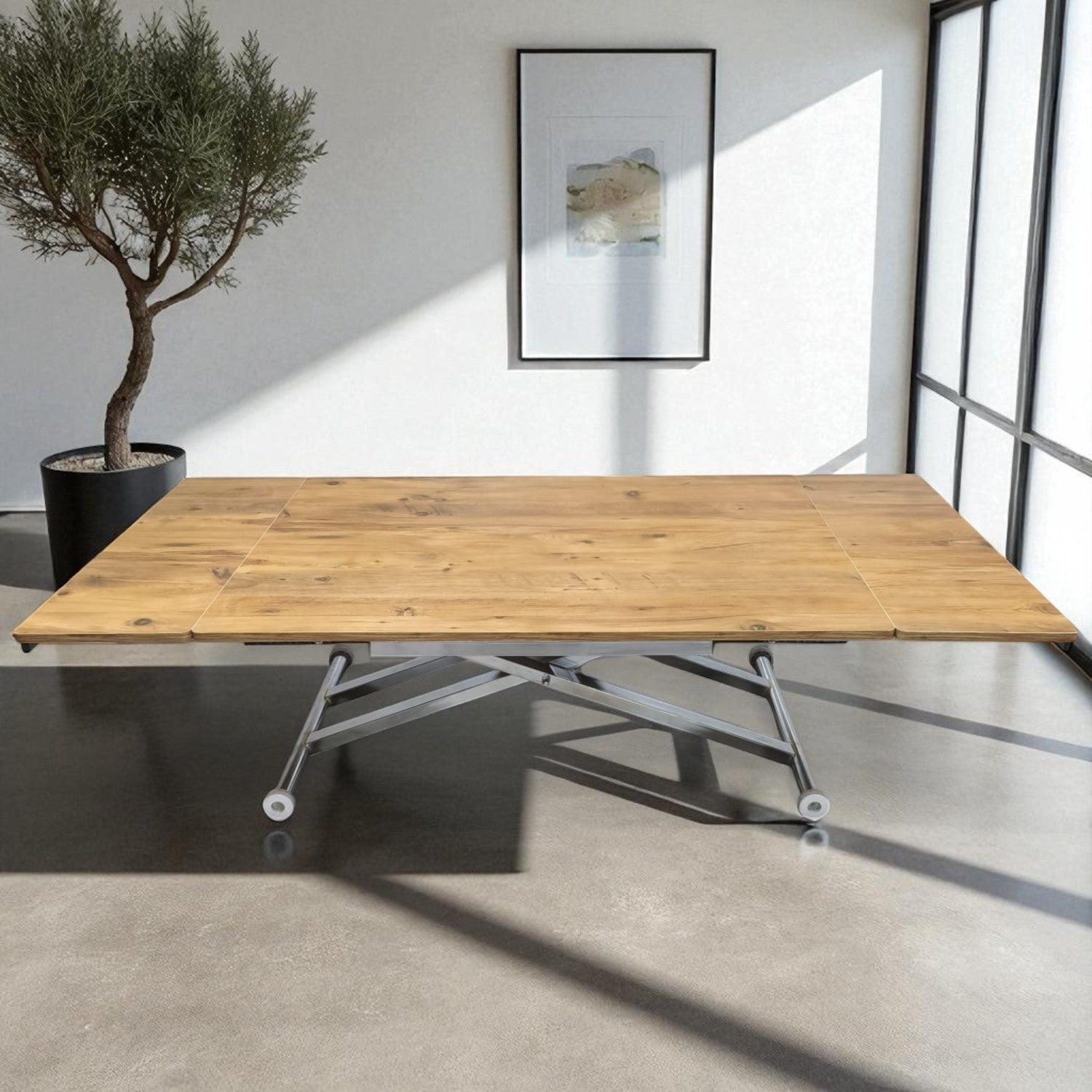 Smart Extending Table | Efes Pine MDF & Chrome Legs
