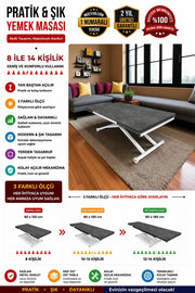 Smart Table with Side Opening | Routed Anthracite MDF & White Legs
