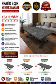 Side-Opening Smart Table | Routed Anthracite MDF & Black Legs