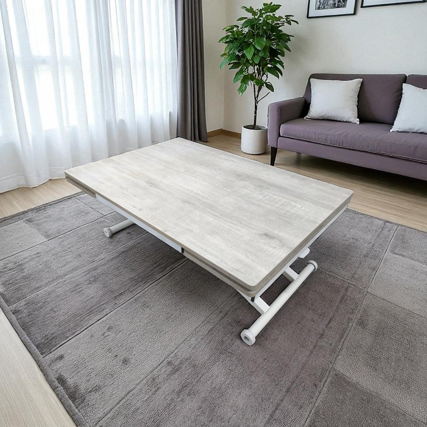 Side Opening Smart Table | Lisbon MDF & White Leg