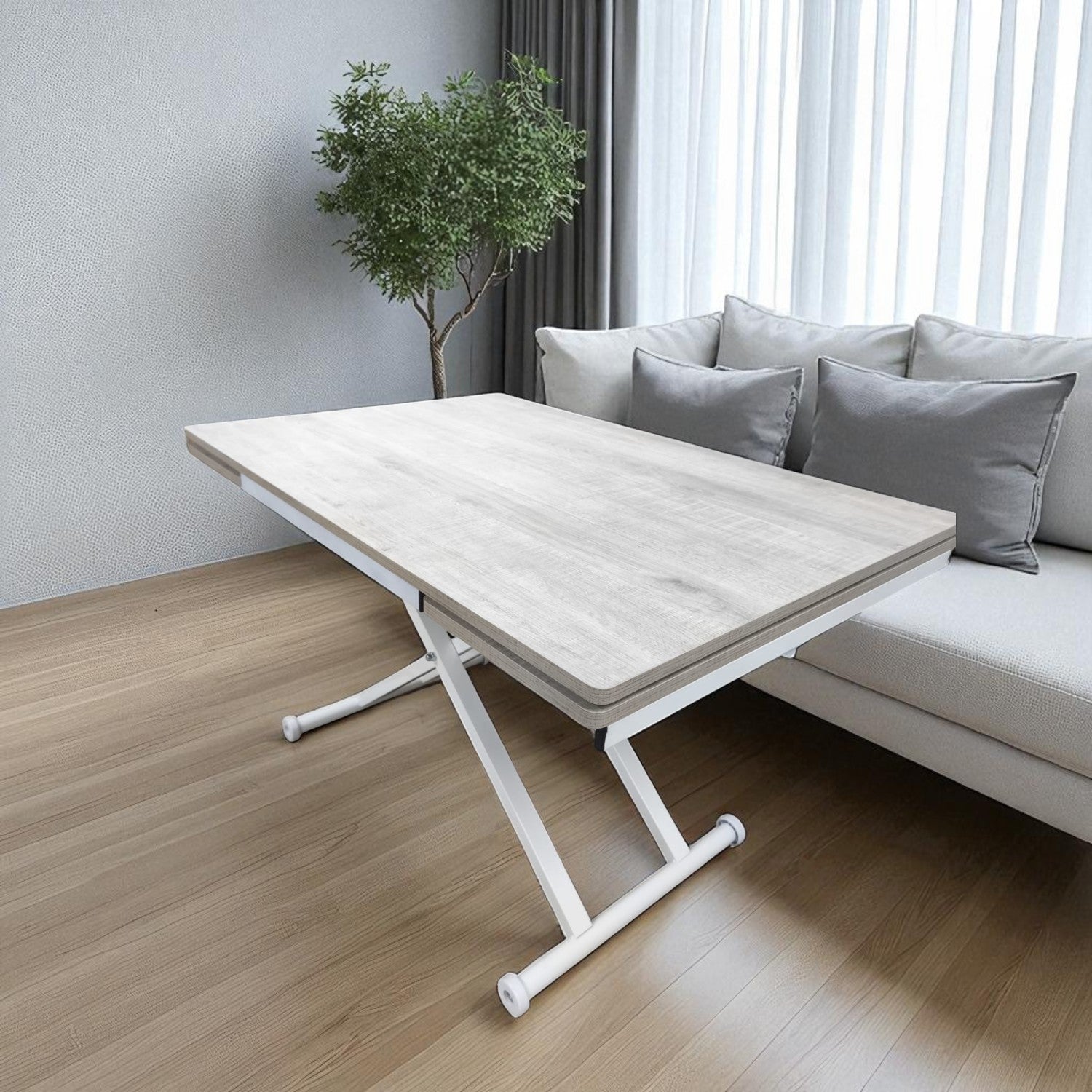 Side Opening Smart Table | Lisbon MDF & White Leg