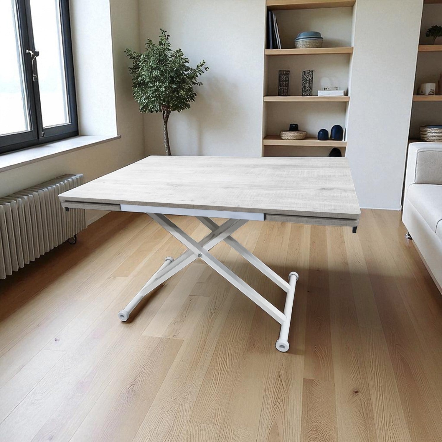Side Opening Smart Table | Lisbon MDF & White Leg