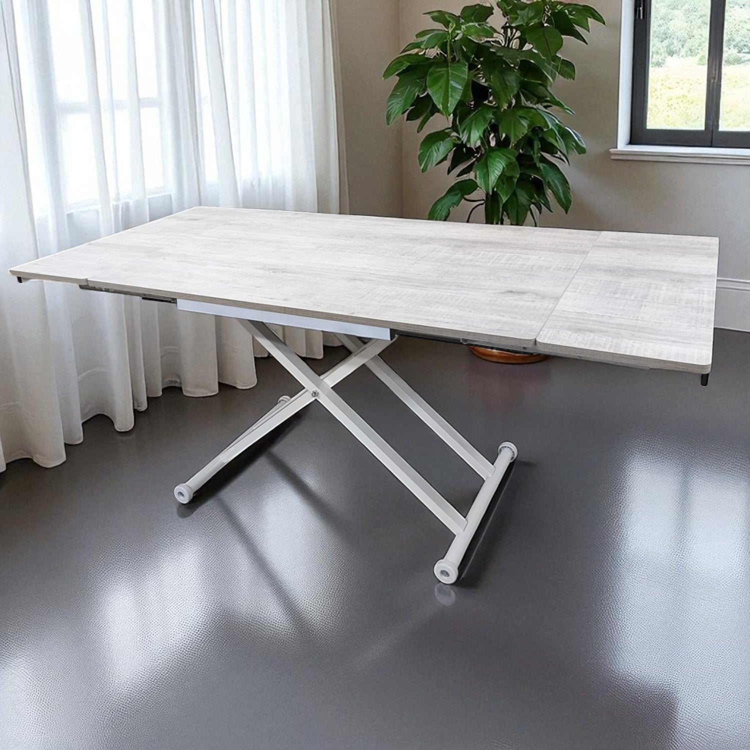 Side Opening Smart Table | Lisbon MDF & White Leg
