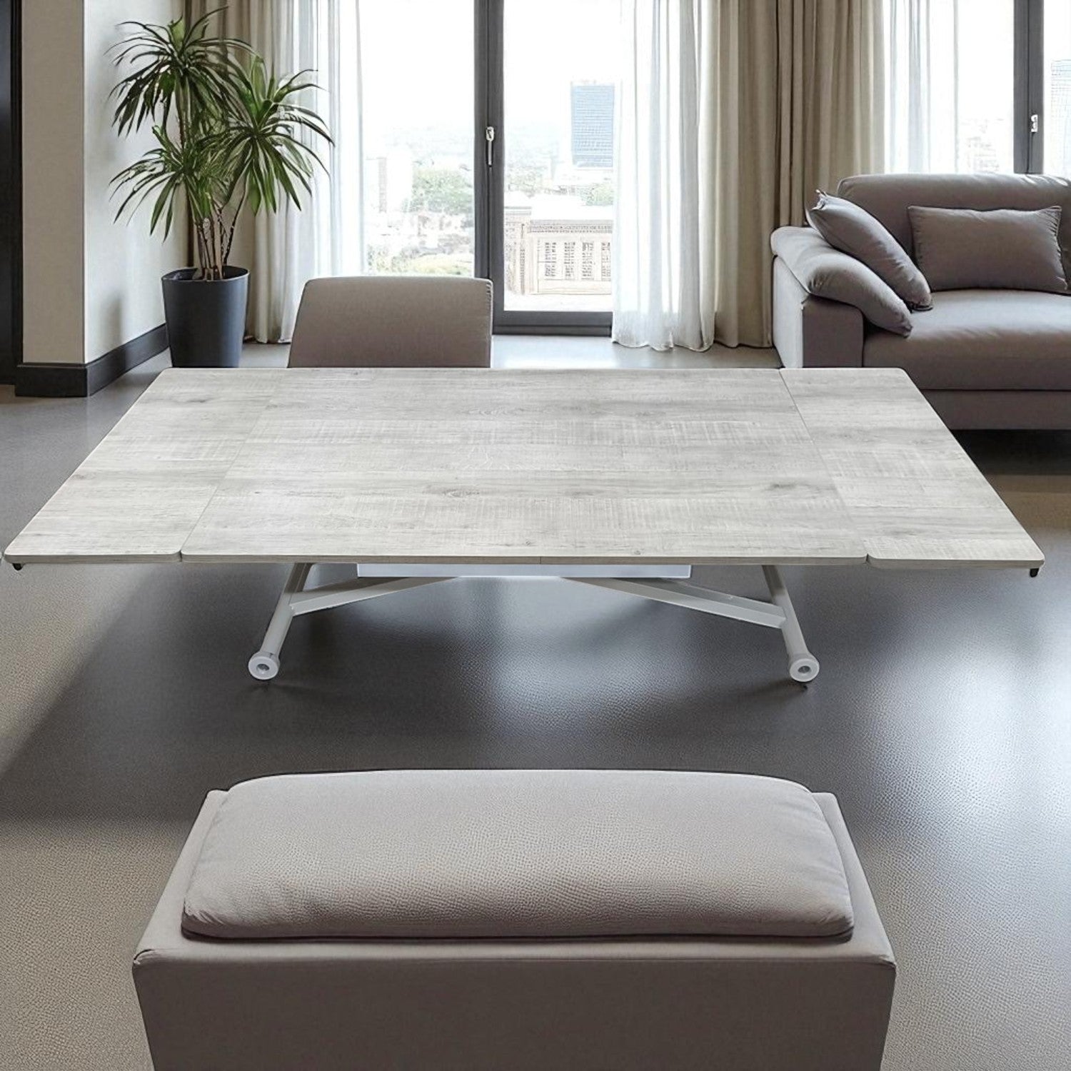 Side Opening Smart Table | Lisbon MDF & White Leg