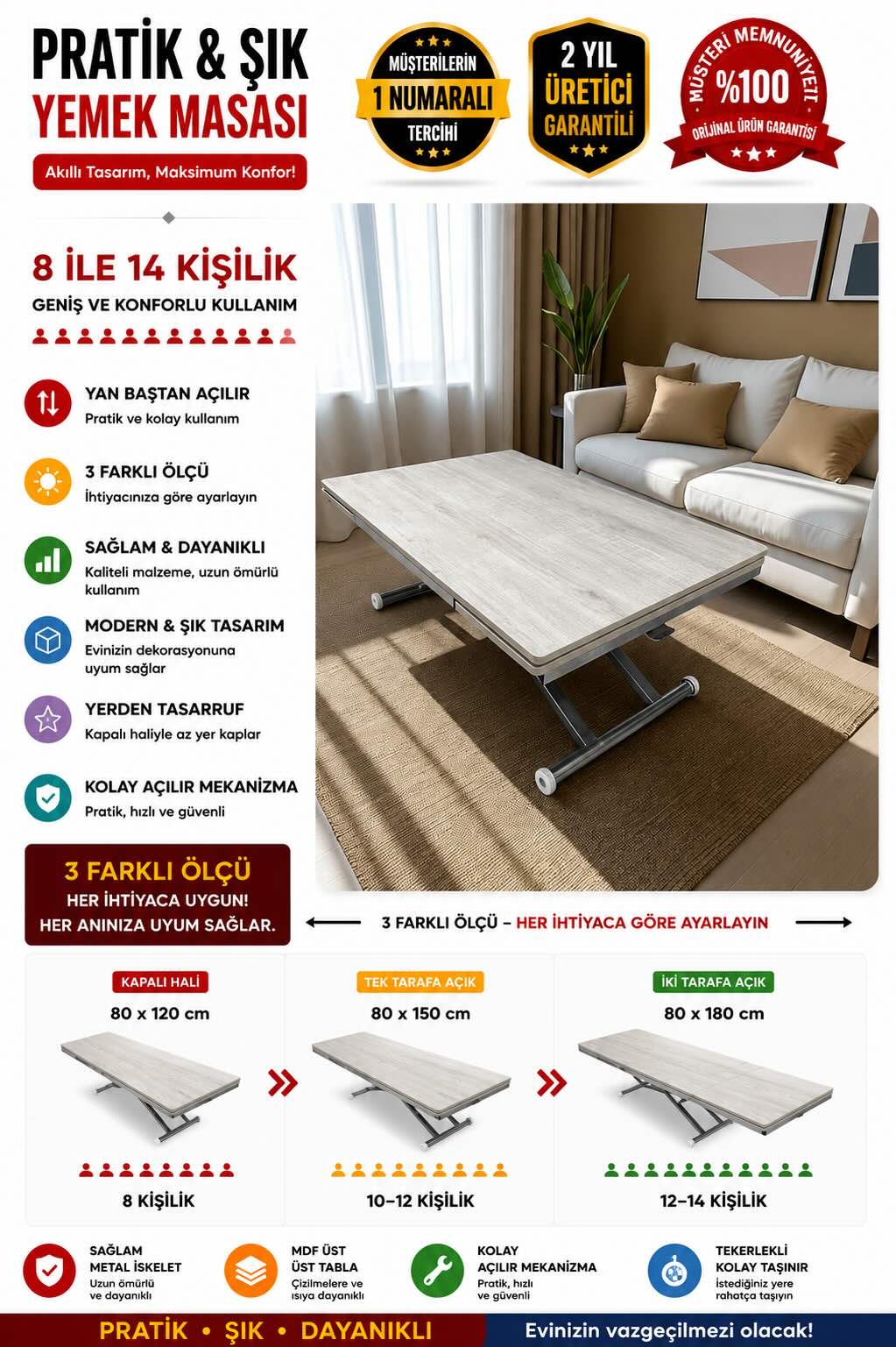 Intelligent Table with Side Opening | Lisbon MDF & Chrome Legs