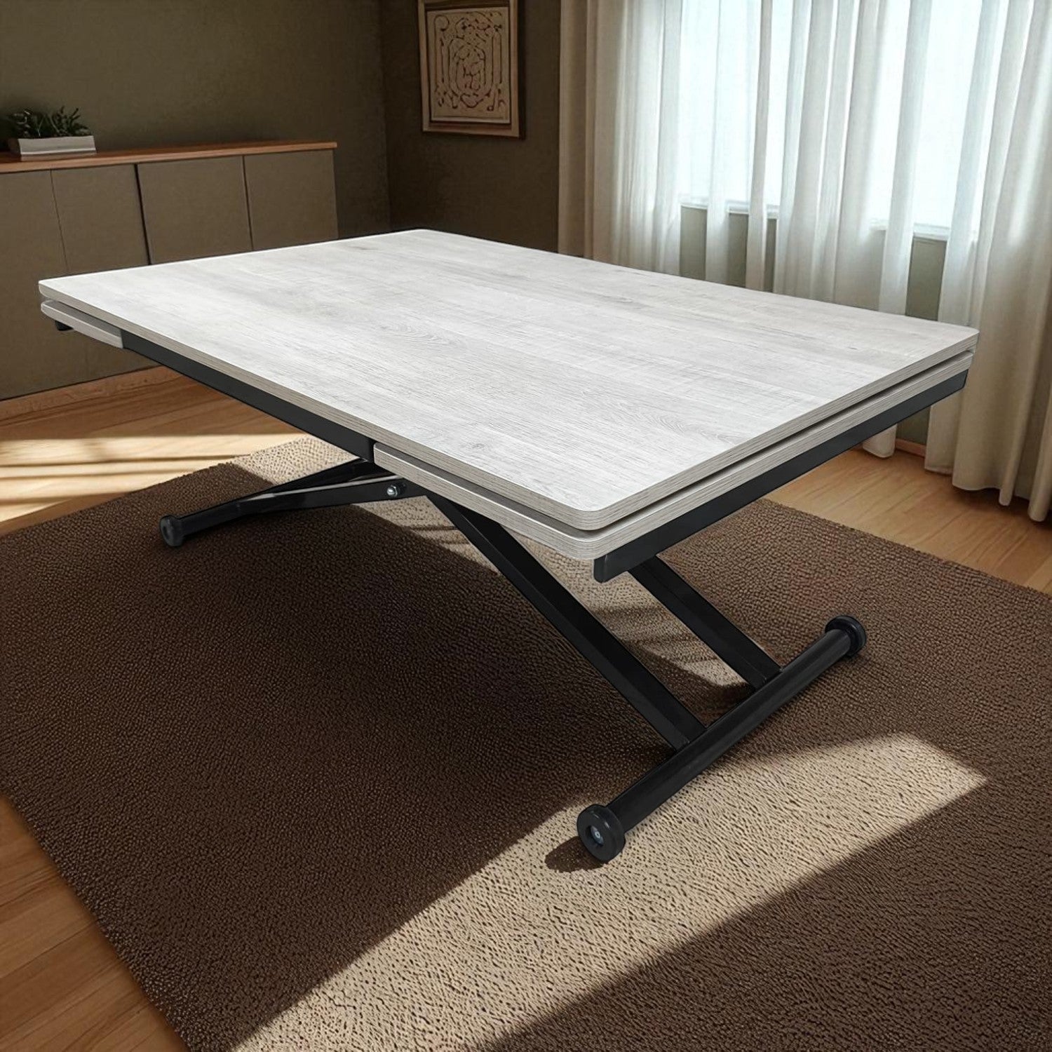 Side-Opening Smart Table | Lisbon MDF & Black Legs