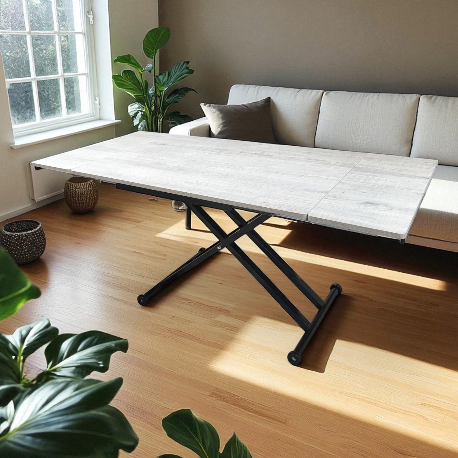 Side-Opening Smart Table | Lisbon MDF & Black Legs