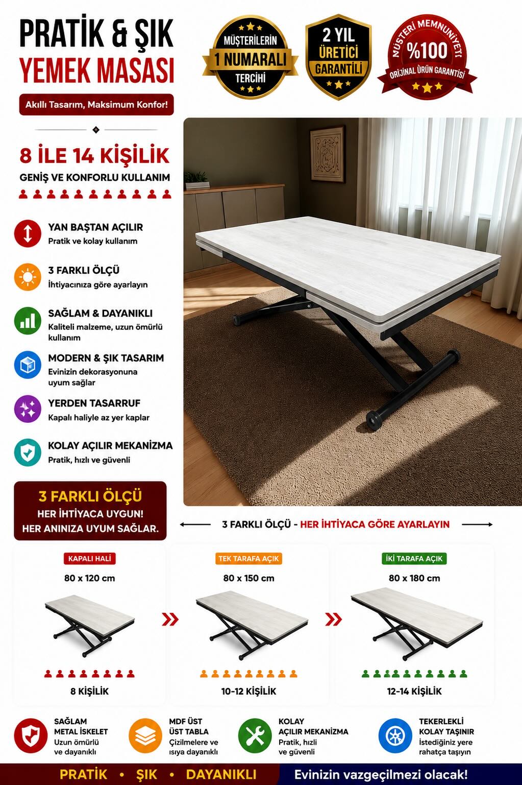 Side-Opening Smart Table | Lisbon MDF & Black Legs