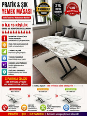 Oval Side Opening Smart Table | White Marble & Black
