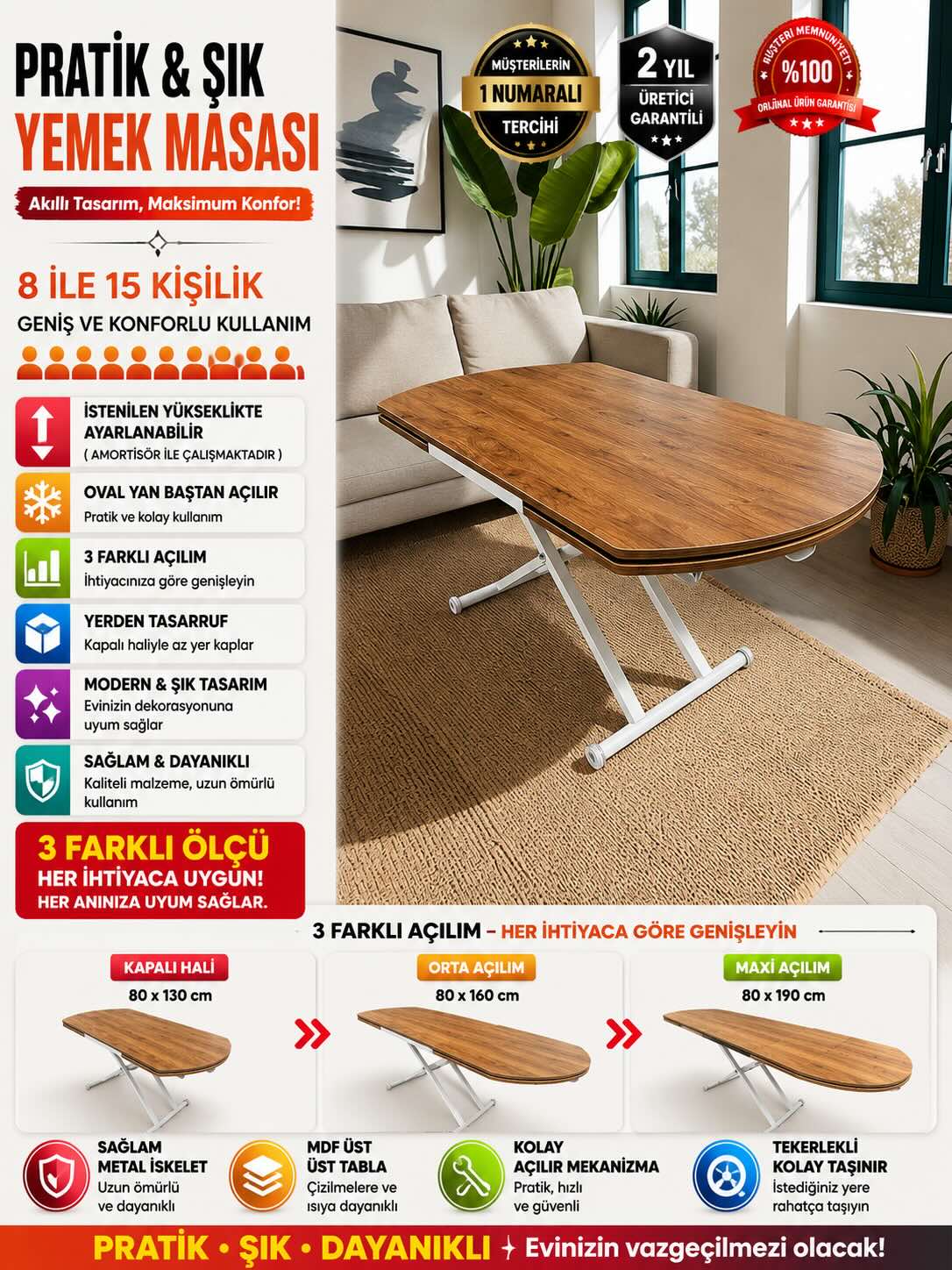 Oval Side-Opening Smart Table | Walnut MDF & White