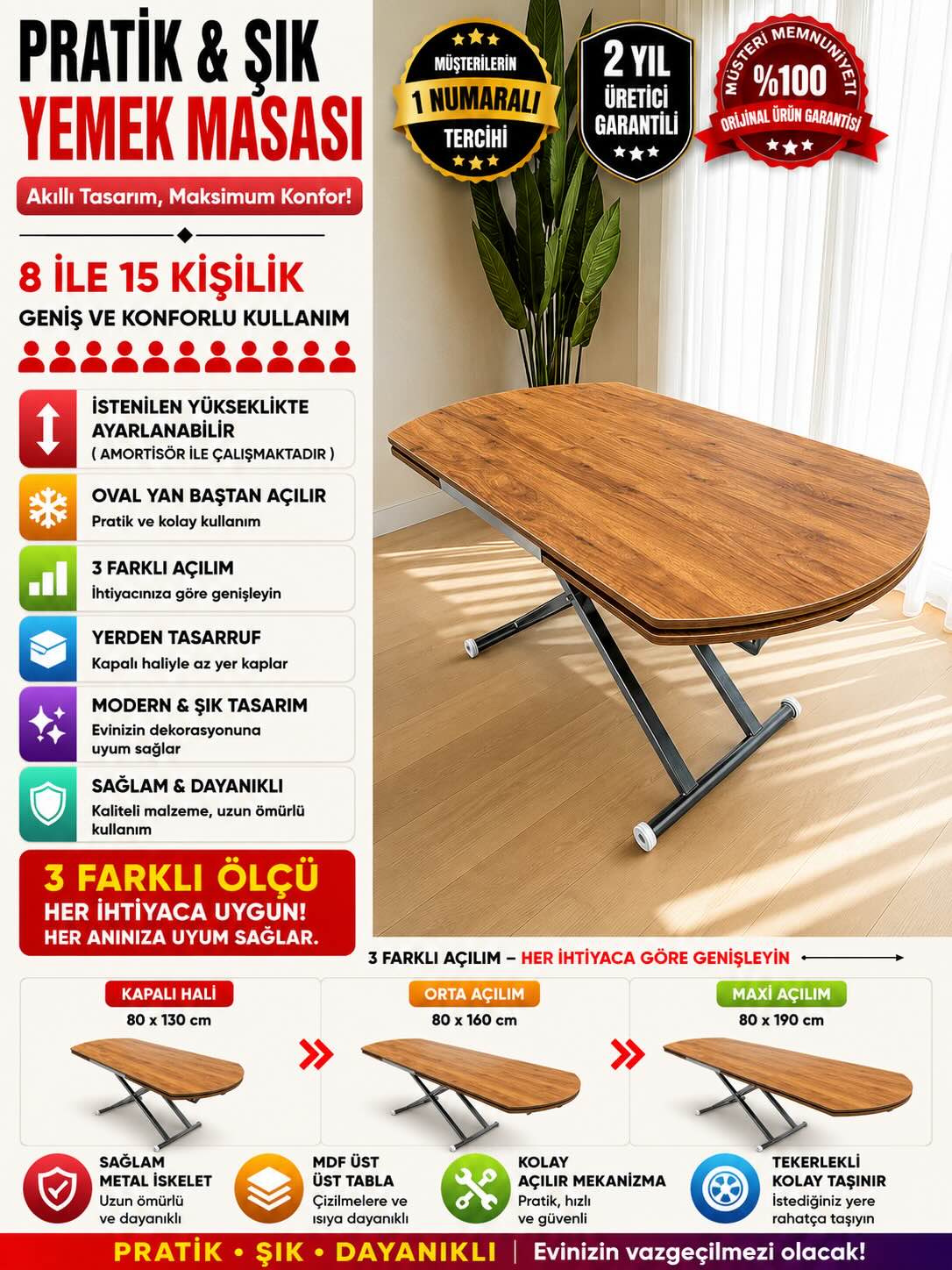 Oval Side-Opening Smart Table | Walnut MDF & Chrome