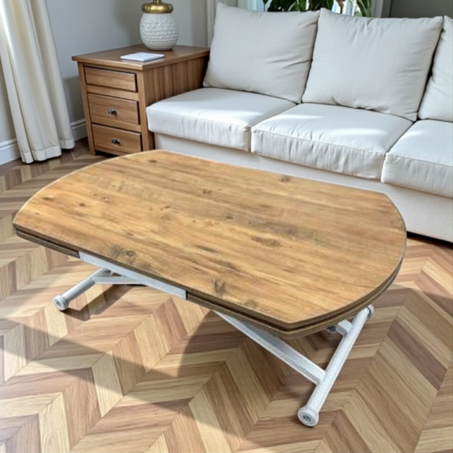 Oval Smart Extending Table | Efes Glass & White