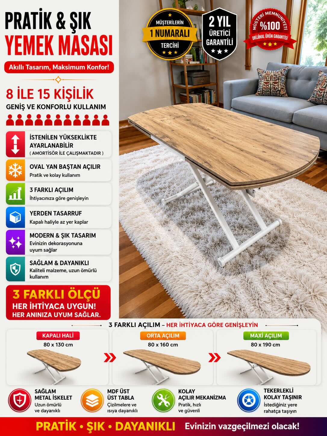 Oval Smart Extending Table | Efes Glass & White