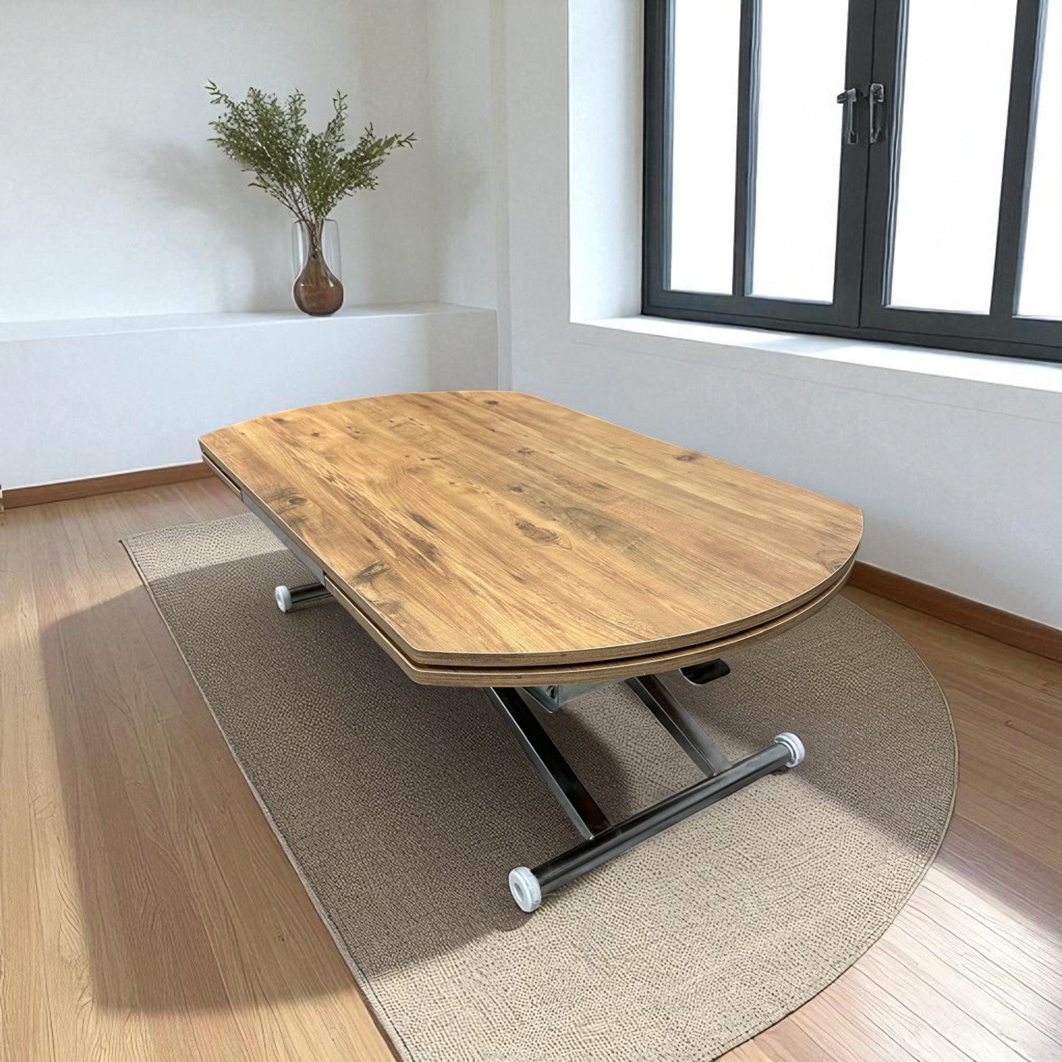 Oval Side Opening Smart Table | Efes Glass & Chrome