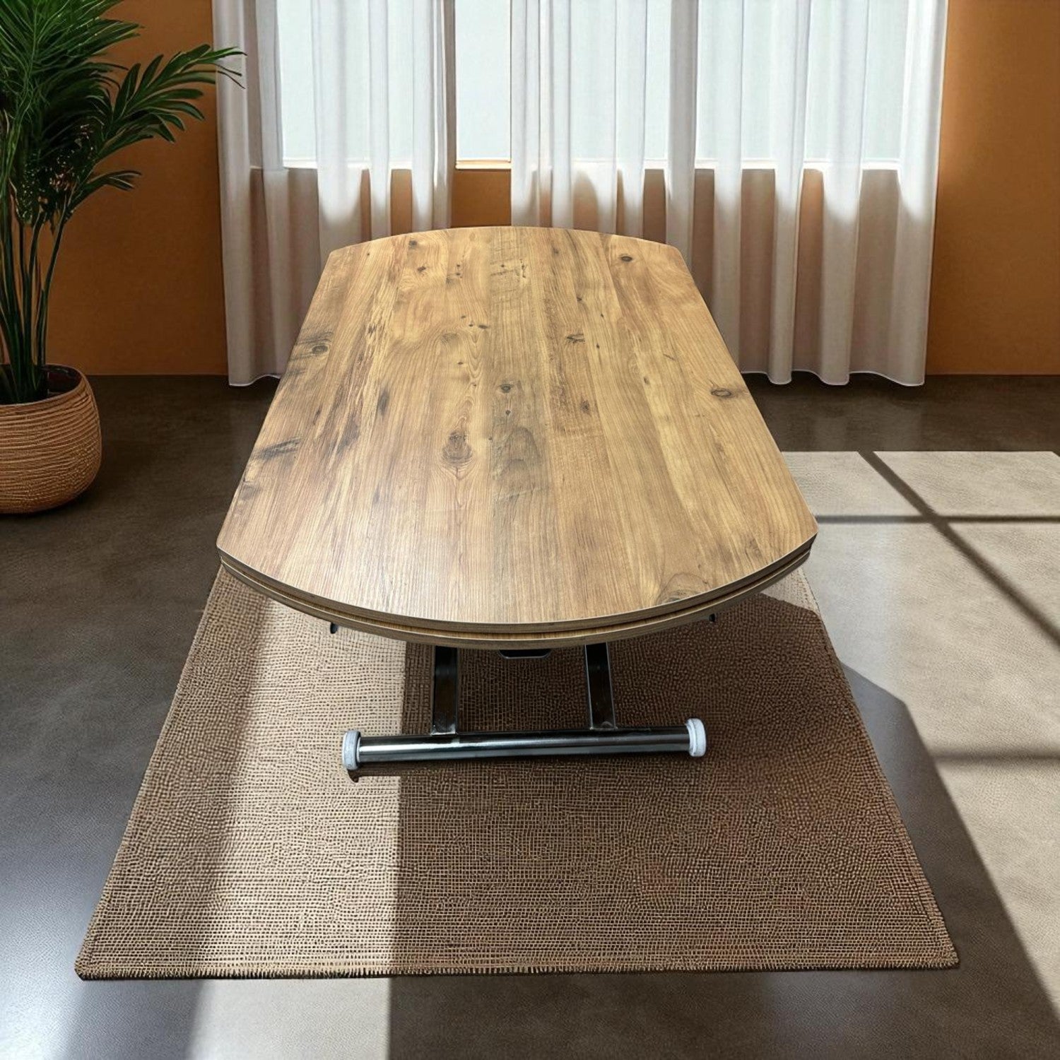 Oval Side Opening Smart Table | Efes Glass & Chrome