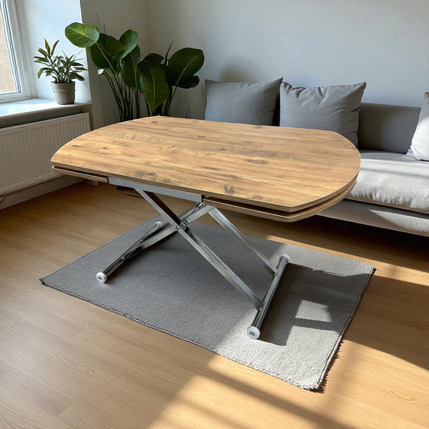 Oval Side Opening Smart Table | Efes Glass & Chrome
