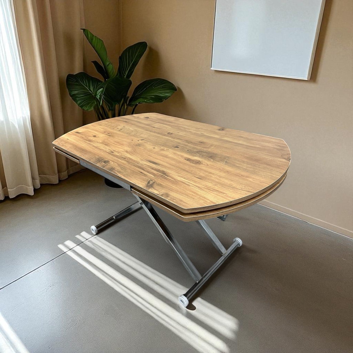 Oval Side Opening Smart Table | Efes Glass & Chrome