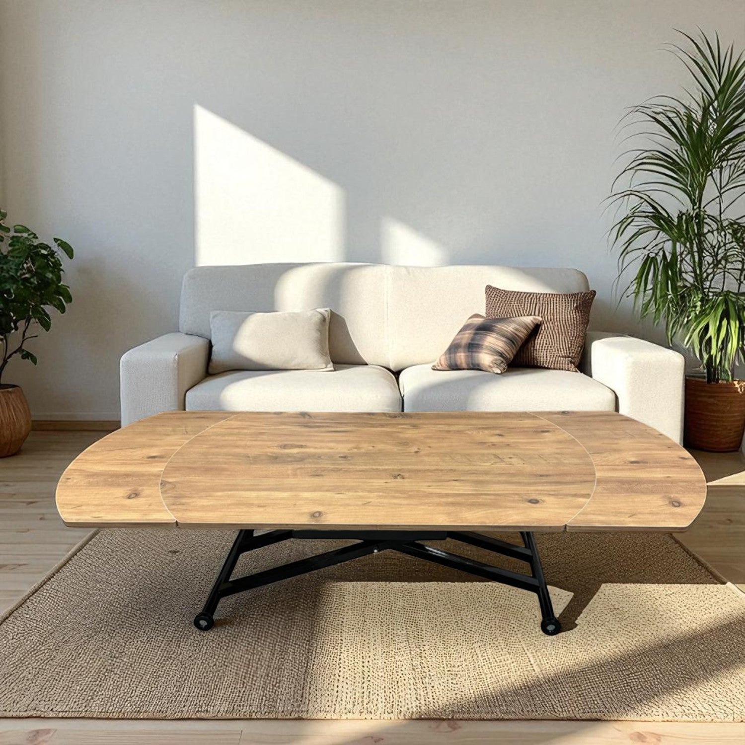 Oval Side-Opening Smart Table | Efes Glass & Black