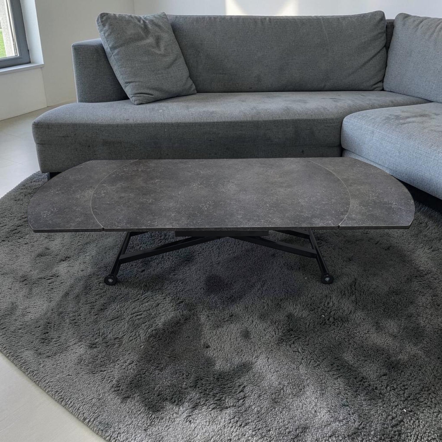 Oval Side-Opening Smart Table | Milled Anthracite & Black