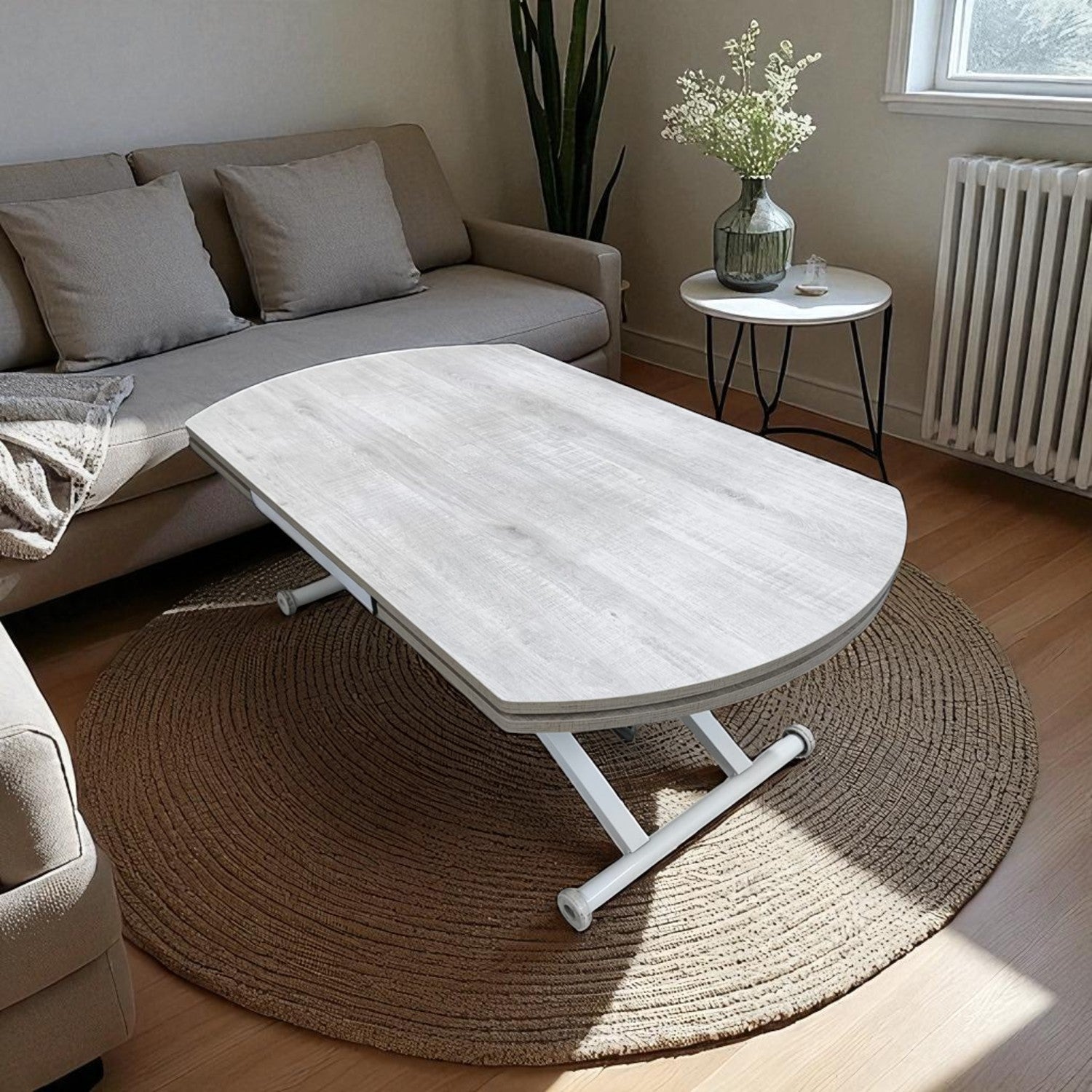 Oval Side-Opening Smart Table | Lisbon MDF & White