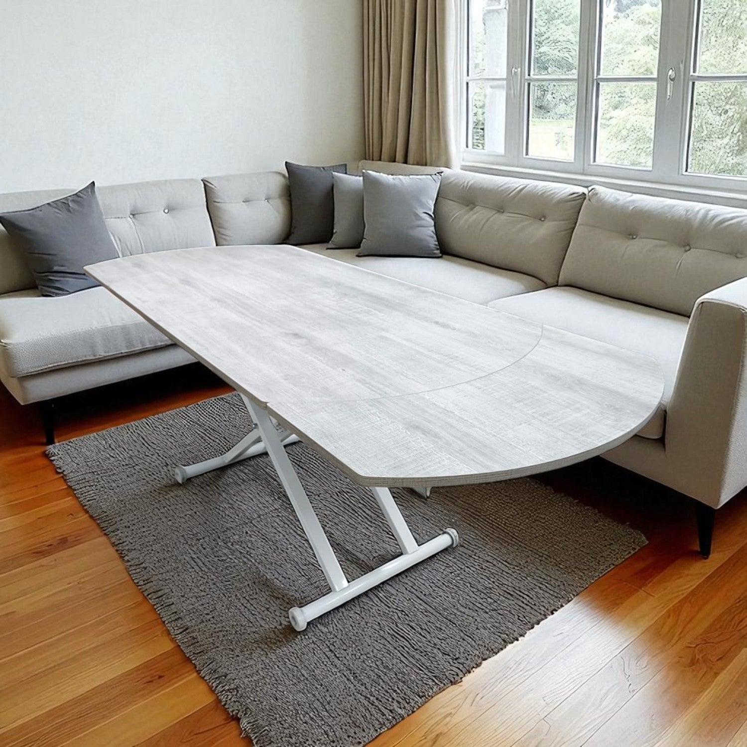 Oval Side-Opening Smart Table | Lisbon MDF & White