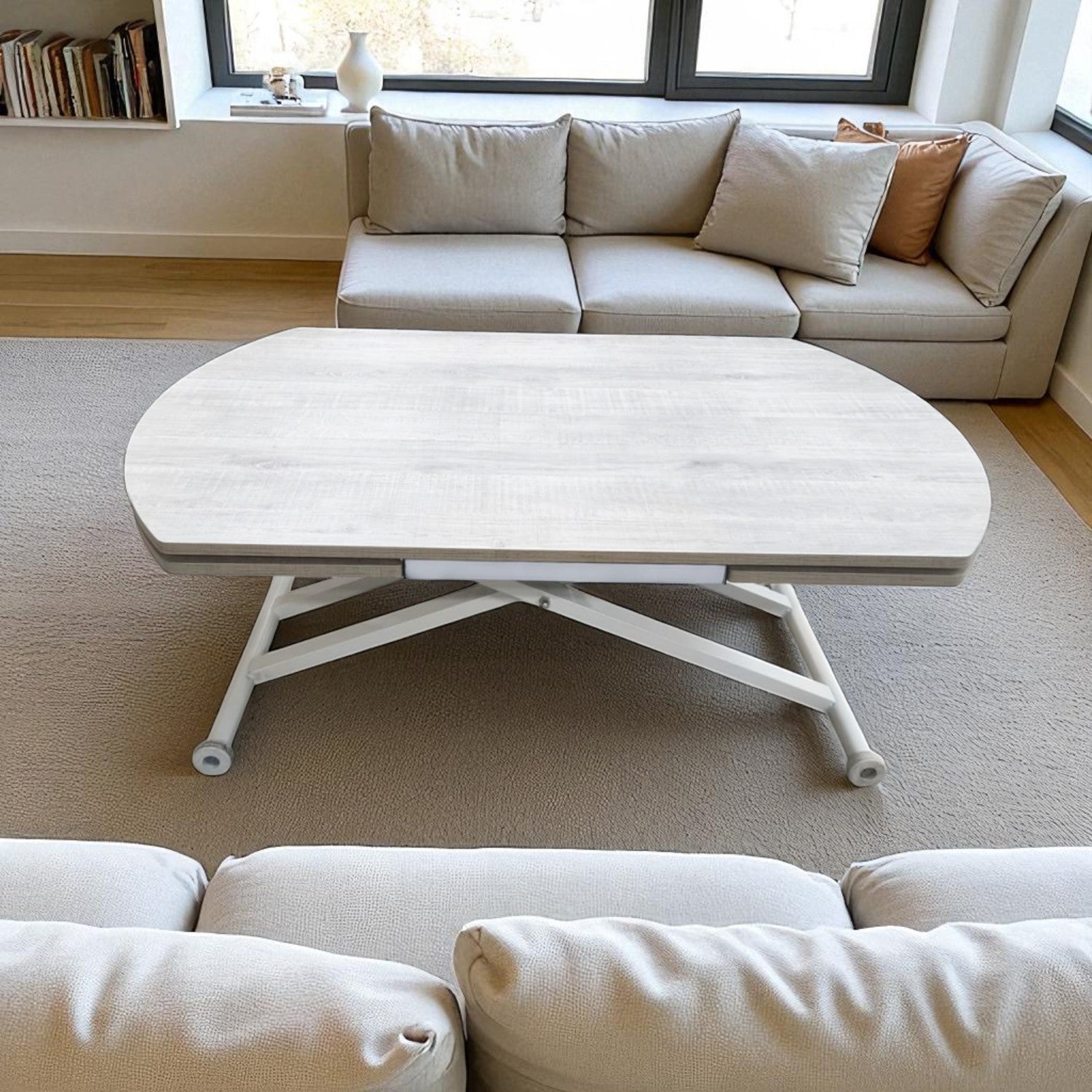 Oval Side-Opening Smart Table | Lisbon MDF & White
