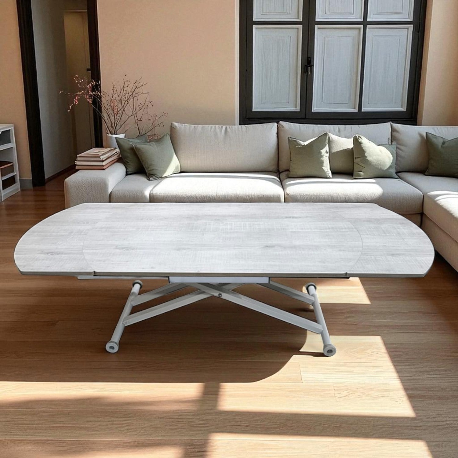 Oval Side-Opening Smart Table | Lisbon MDF & White
