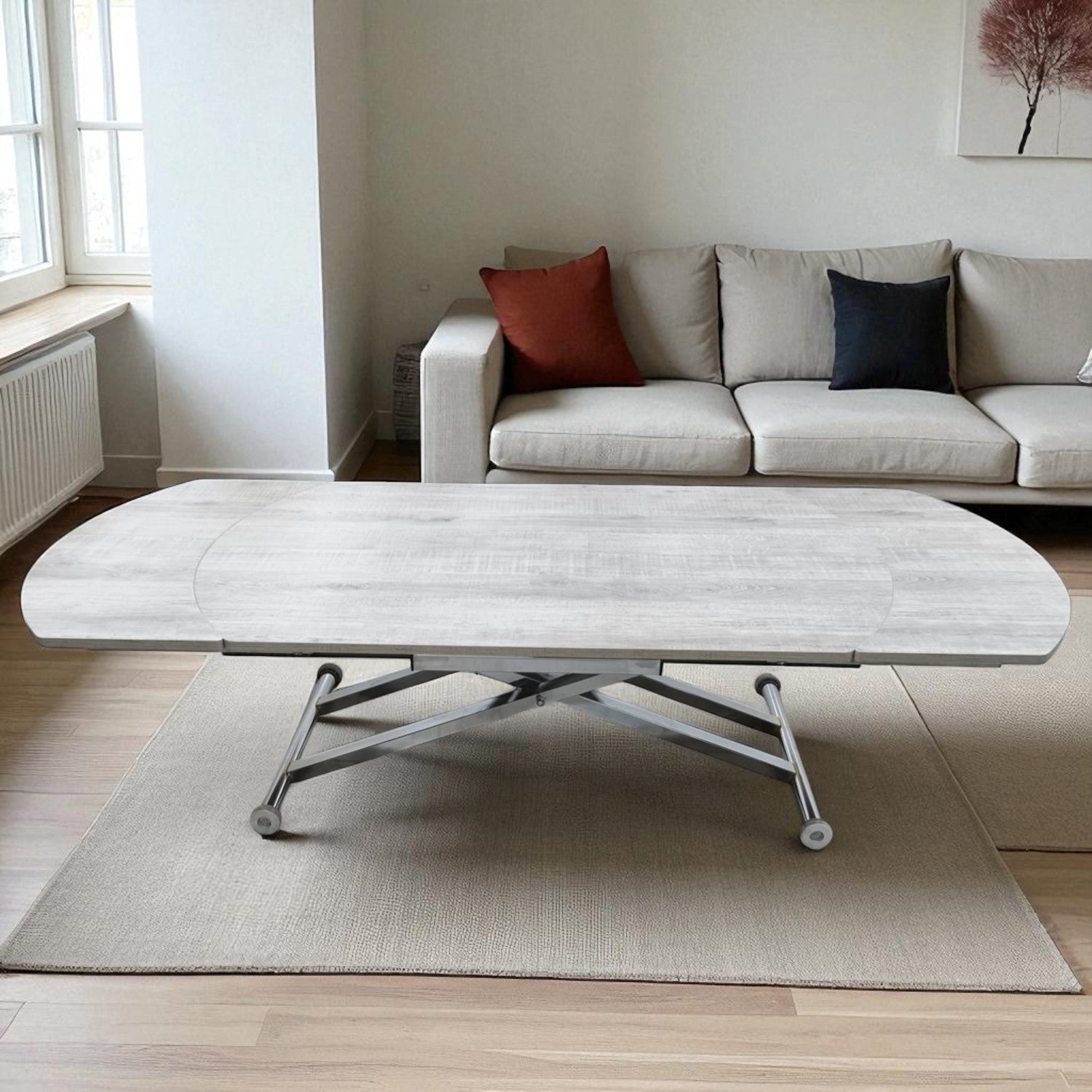 Oval Side-Opening Smart Table | Lisbon MDF & Chrome