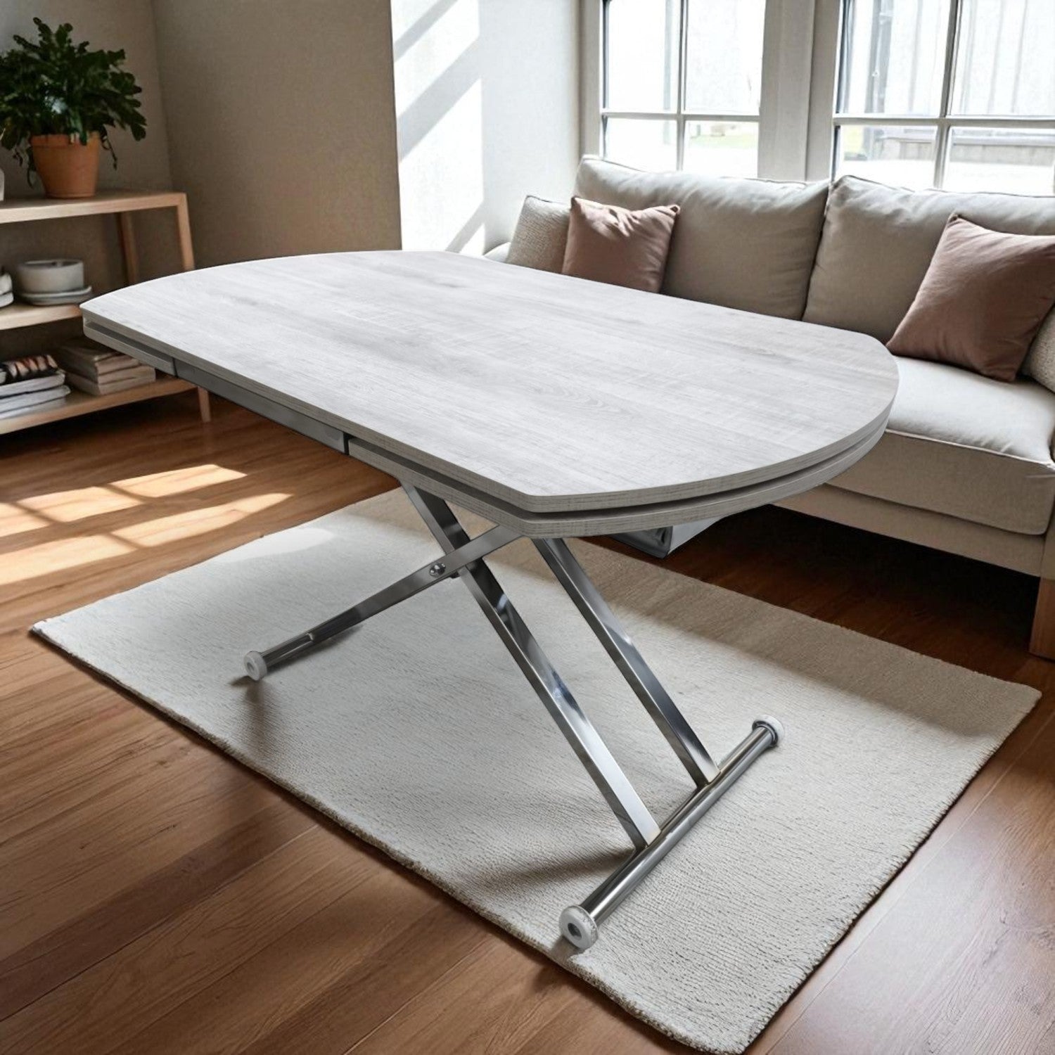 Oval Side-Opening Smart Table | Lisbon MDF & Chrome