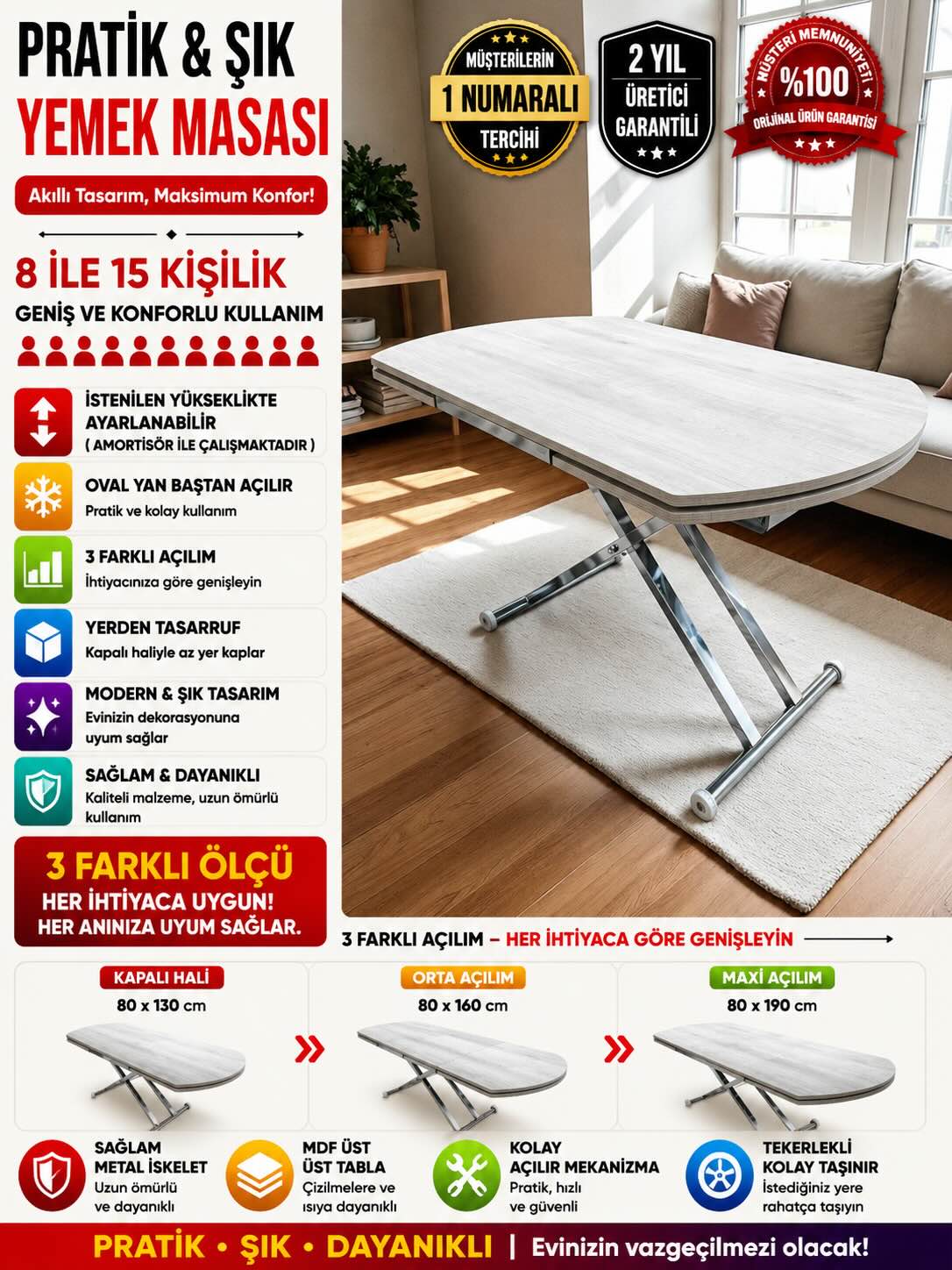 Oval Side-Opening Smart Table | Lisbon MDF & Chrome