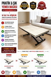 Side Opening Smart Table | Travertine MDF & Black Legs