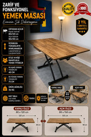 Center-Opening Square Smart Table | Walnut MDF & Black