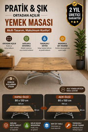 Center-Opening Square Smart Table | EfesCam MDF & Chrome