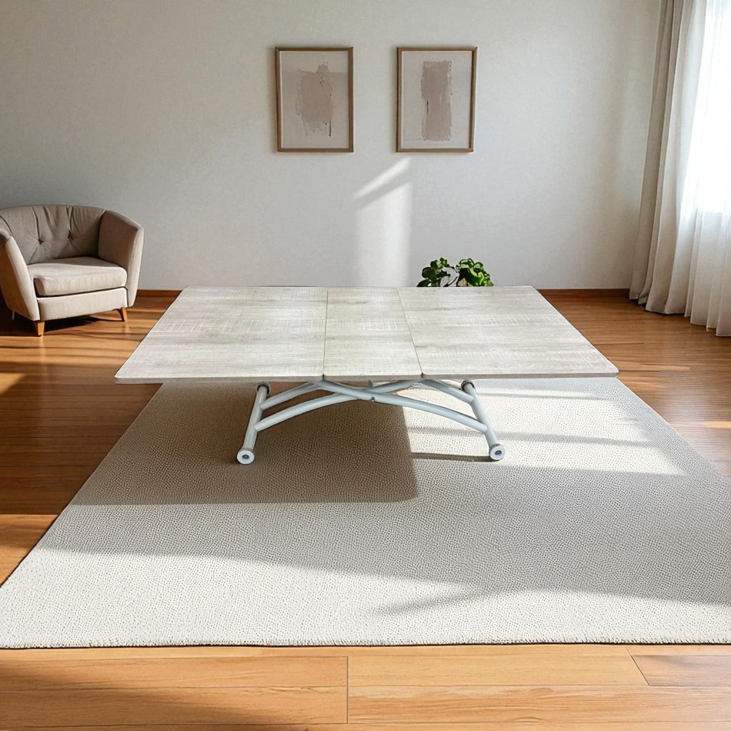 Extendable Square Smart Table | Lisbon MDF & White