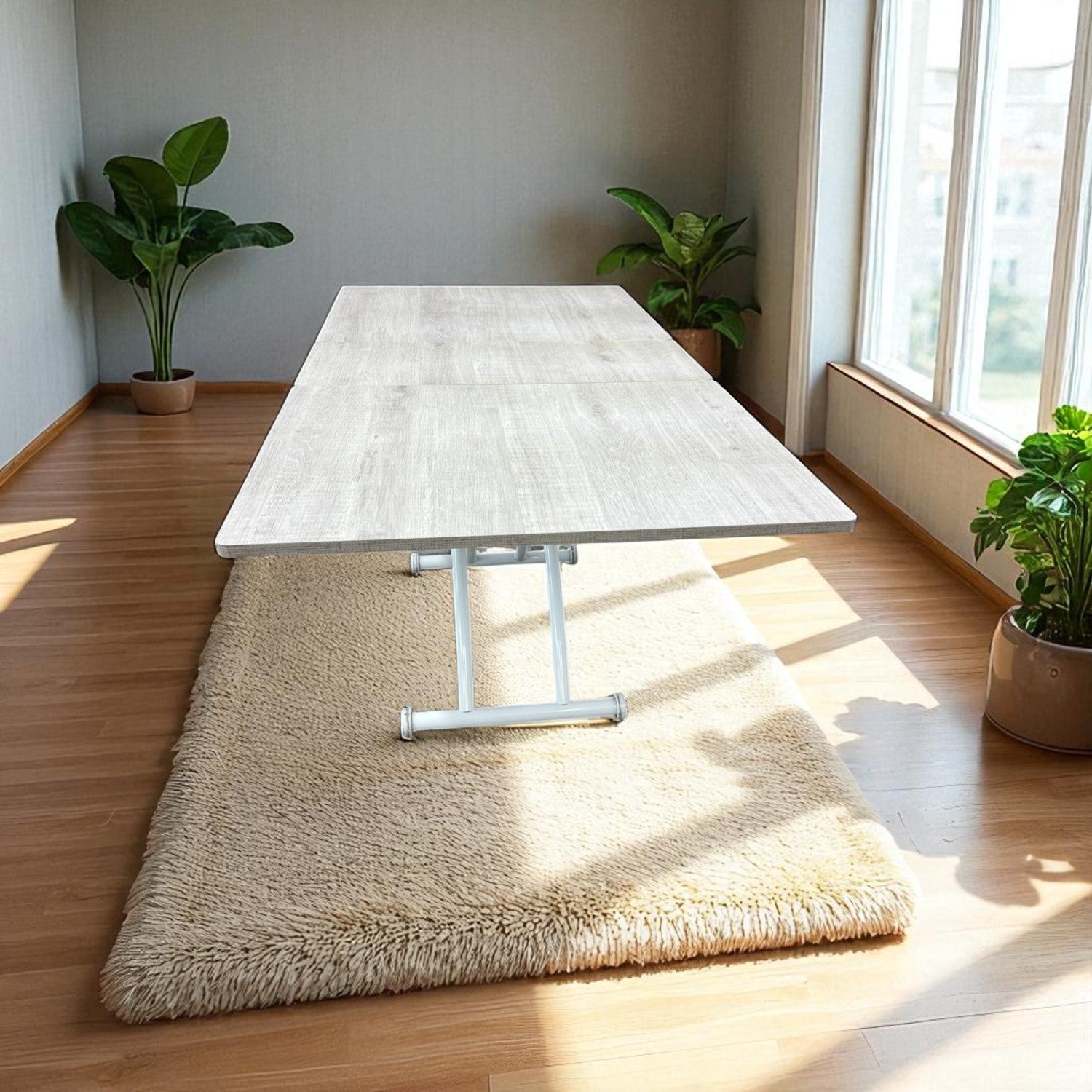 Extendable Square Smart Table | Lisbon MDF & White